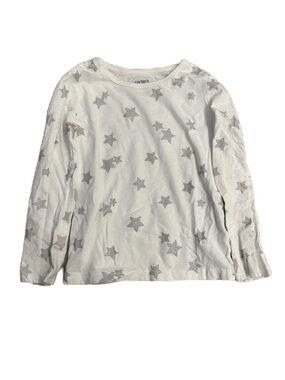 Carter's Girls' Long-Sleeve White Top with Silver Stars - Size 4